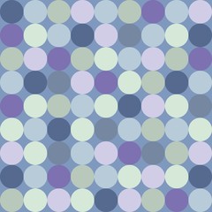 Tile vector pattern with big colorful dots on dark navy blue background.