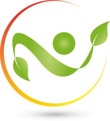 Mensch mit Blätter und Kreis, Logo, Heilpraktiker