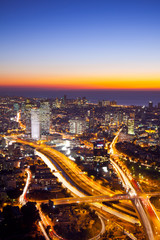 Naklejka na ściany i meble Tel Aviv Cityscape At Sunset