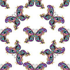Obraz premium Seamless pattern with butterflies