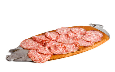 Squisite Fette di Salame su Tagliere in Legno