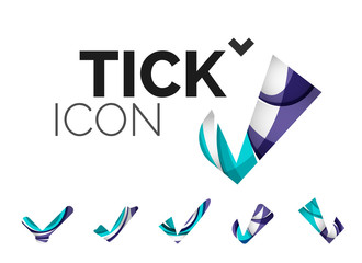 Set of abstract OK and tick icons, business logotype concepts, clean modern geometric design