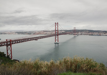 The 25 de Abril Bridge in Lissabon, Portugal