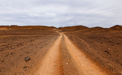 Fototapeta na wymiar road in the desert Sahara
