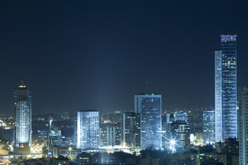Fototapeta premium Ramat Gan Skyline at night