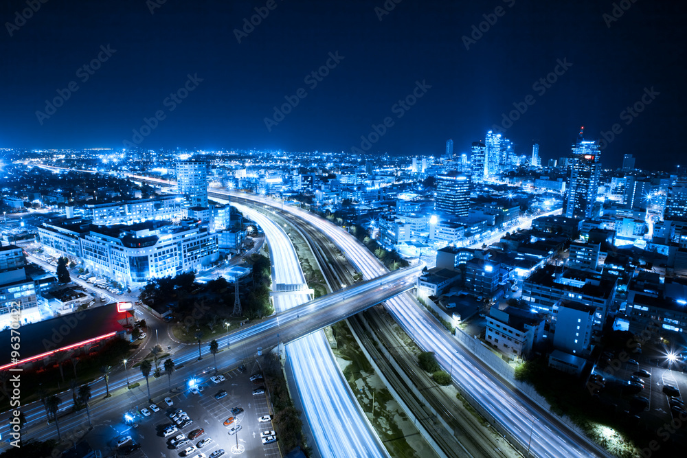 Poster tel aviv skyline at night