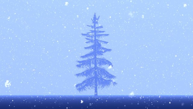 Christmas tree on a snowy Xmas eve