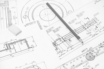 Measuring and drawing instruments in the drawings