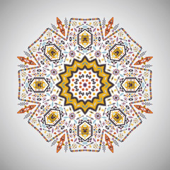 Ornamental round geometric pattern in aztec style