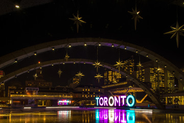  Toronto Nithan Phillips square at night.