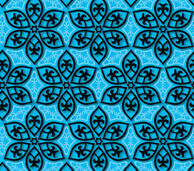 Vector floral pattern on blue background