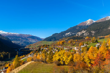Beautiful view of Grisons in Autumn