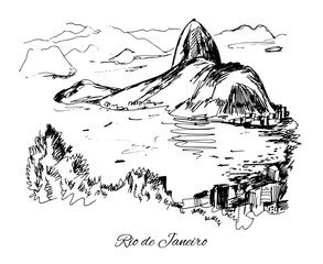 Hand drawn Rio de Janeiro coast - 96373097