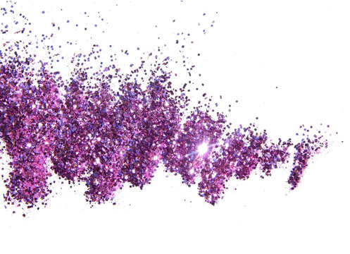 Purple glitter sparkle on white background
