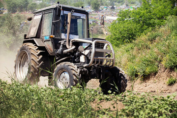 Farm tractor goes on road
