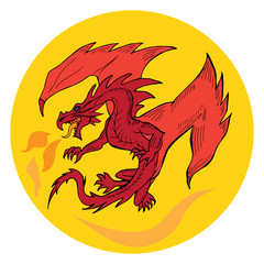 Hand drawn dragon silhouette