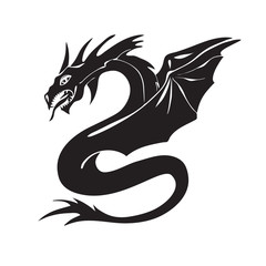 Hand drawn dragon silhouette