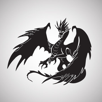 Hand drawn dragon silhouette