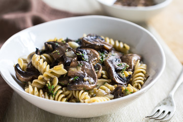 Pasta with mushroom and herb sauce
