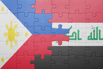 puzzle with the national flag of iraq and taiwan - Powered by Adobe