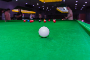 Snooker ball on snooker table