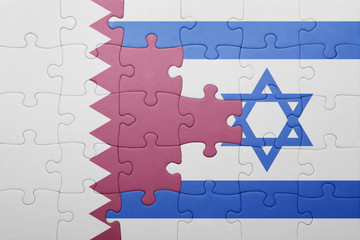 puzzle with the national flag of israel and qatar