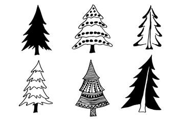 Obraz premium Set of tree doodles.tree doodle.vector illustration. 