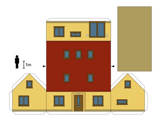 Paper model of a family house / Not a real construction, vector illustration
