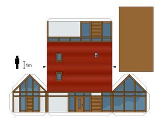 Paper model of a modern small house / Not a real construction, vector illustration