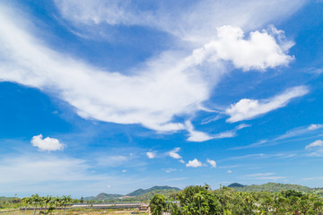 Fototapeta na wymiar Beautiful shape of cloud on the blue sky in sunshine day
