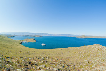 the ship sails on Lake Baikal