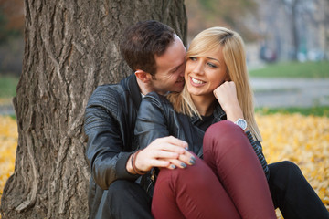 Young couple in park