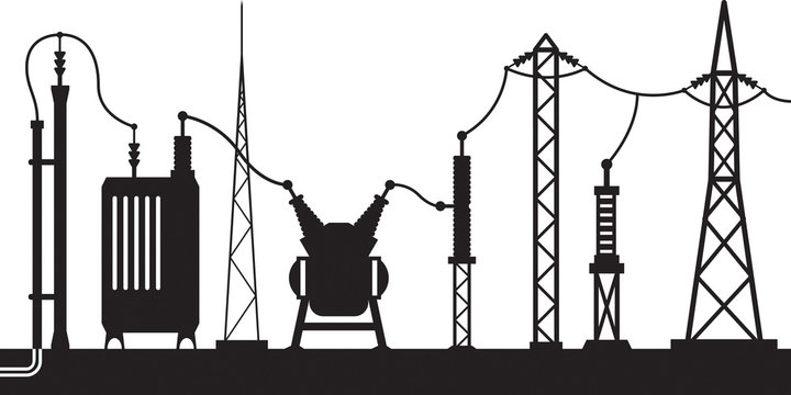 Electrical substation scene - vector illustration