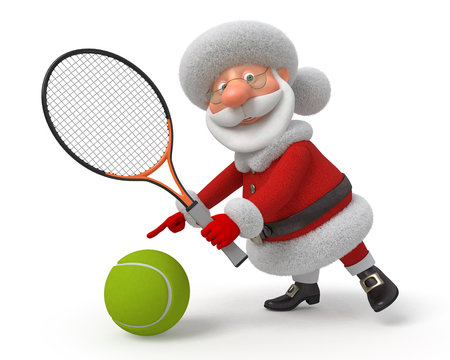 Santa Claus plays tennis