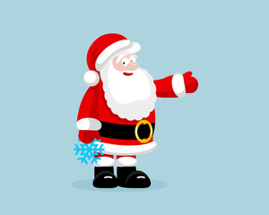 Santa Claus with snowflake presenting something