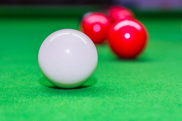 Snooker ball on snooker table
