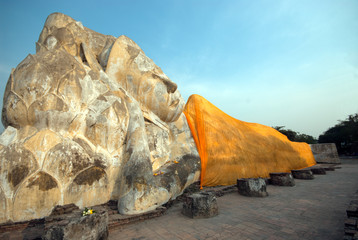 Reclining Buddha at Wat Lokayasutharam , Ayutthaya, Thailand