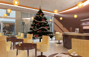 Cafe Christmas Interior