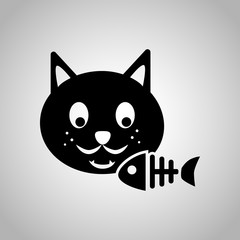 Cat and fish icon icon