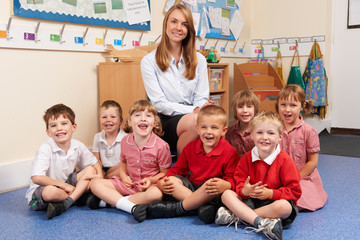 Elementary School Children With Teacher In Classroom