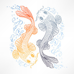 card with Japanese carps