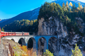 Train running on Landvasser Viaduct