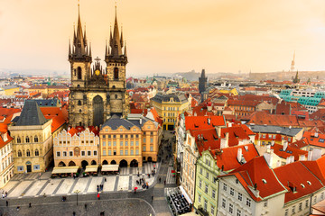 Fototapeta premium Prague, Tyn Church and Old Town Square