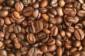 Coffee beans detail macro texture background