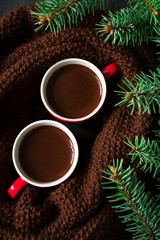 Obraz na płótnie Canvas Two cups of hot chocolate