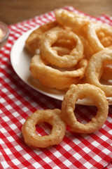 Chips rings on plate closeup