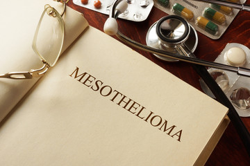 Book with diagnosis Mesothelioma. Medic concept.
