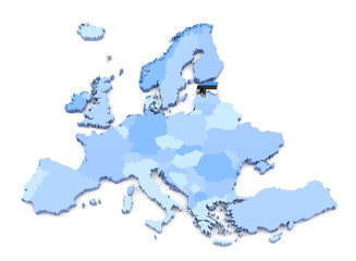 Fototapeta premium Europe Map, Estonia with Flag