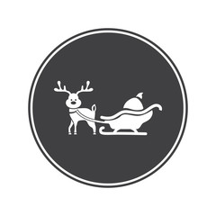 Santa Claus sled with rain deer icon