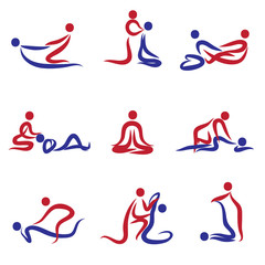 Set of peoples doing massage